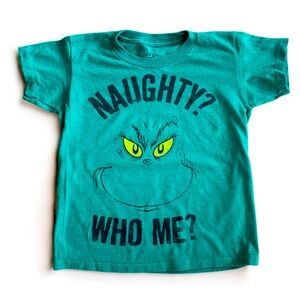 The Grinch “naughty, who me” youth kids size XS T-shirt green